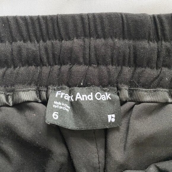 FRANK AND OAK BLACK WOOL BLEND ALICE STRAIGHT ELASTIC WAIST PULL ON PANTS - 6 - Picture 5 of 8